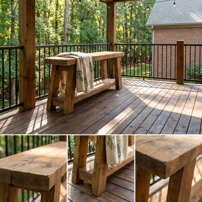 ROME Outdoor Bench Solid Wood Chunky Garden Patio Bench Seat