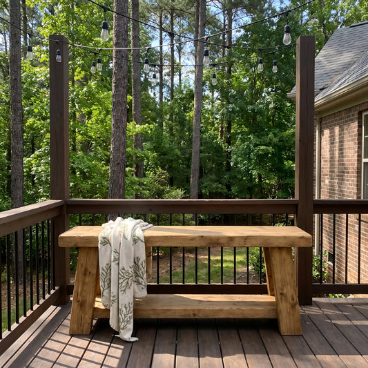 ROME Outdoor Bench Solid Wood Chunky Garden Patio Bench Seat