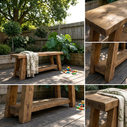 ROME Outdoor Bench Solid Wood Chunky Garden Patio Bench Seat