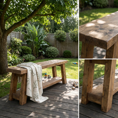 ROME Outdoor Bench Solid Wood Chunky Garden Patio Bench Seat