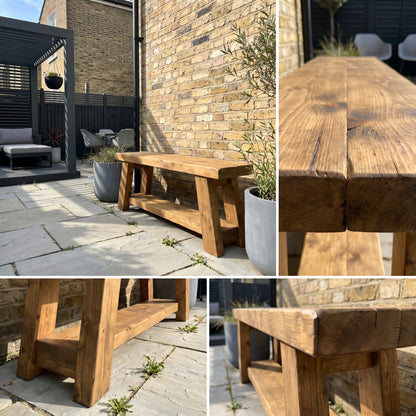ROME Outdoor Bench Solid Wood Chunky Garden Patio Bench Seat