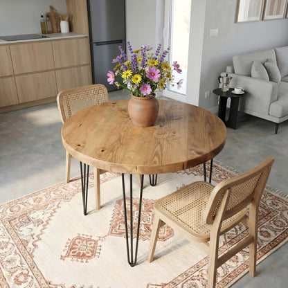 Round Solid Wood Tables With Hairpin Legs For Cafes and Restaurants Hospitality (Bulk Order)