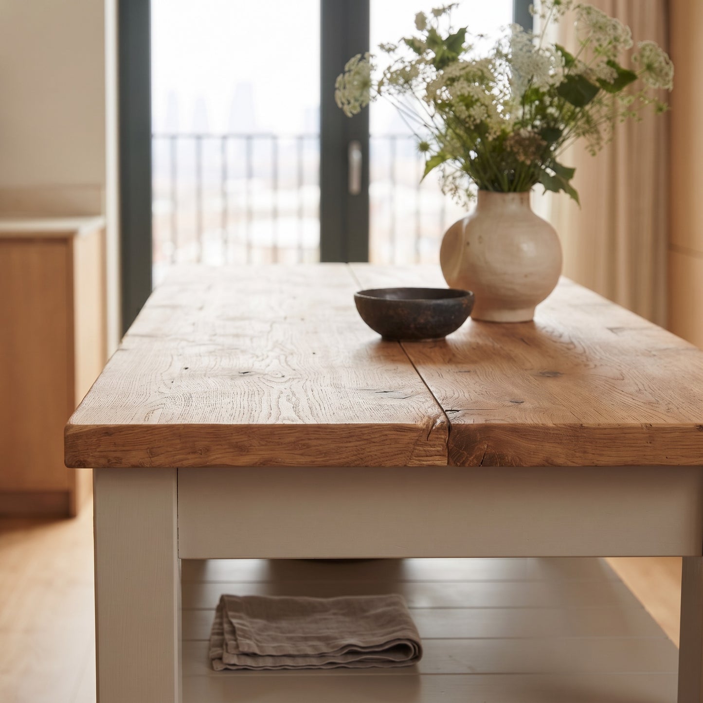 ROWAN Cashmere Kitchen Island / Breakfast Bar / Rustic Grey Painted Island