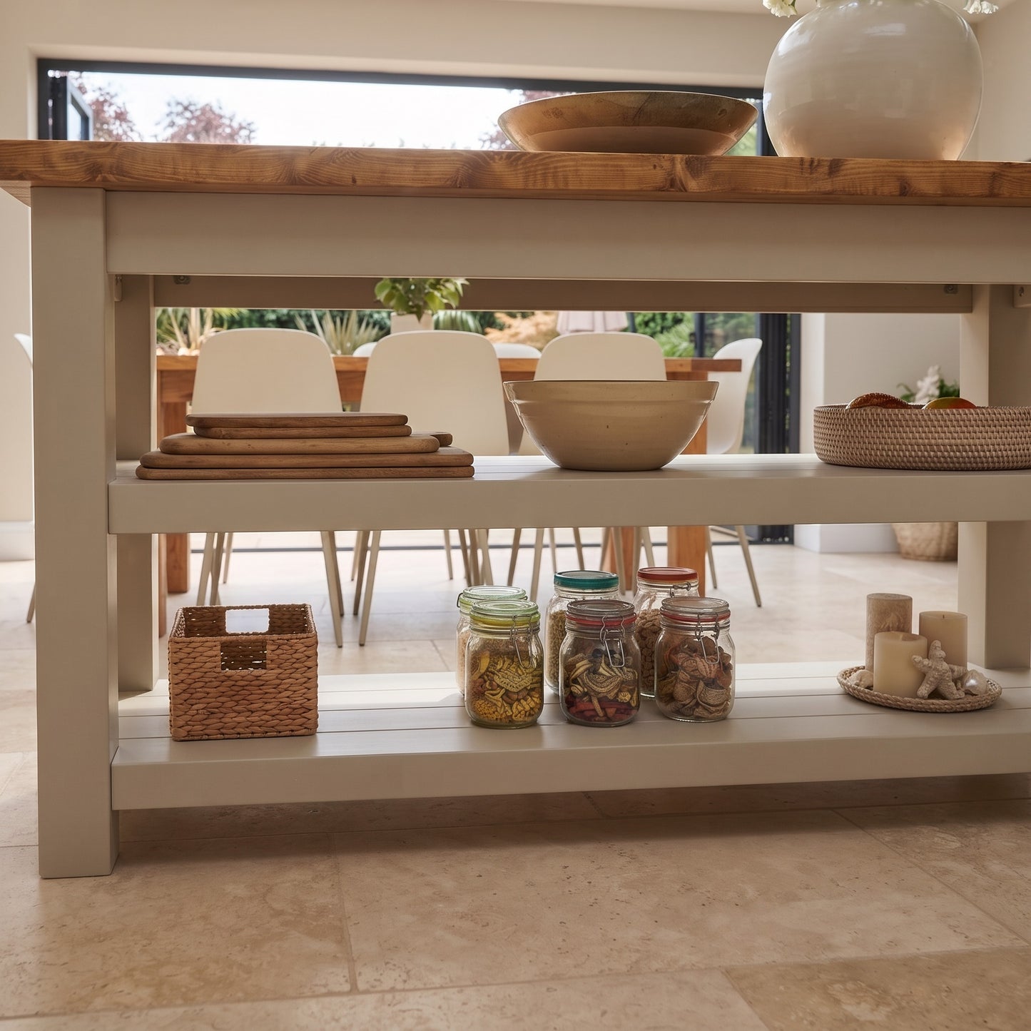 ROWAN Cashmere Kitchen Island / Breakfast Bar / Rustic Grey Painted Island