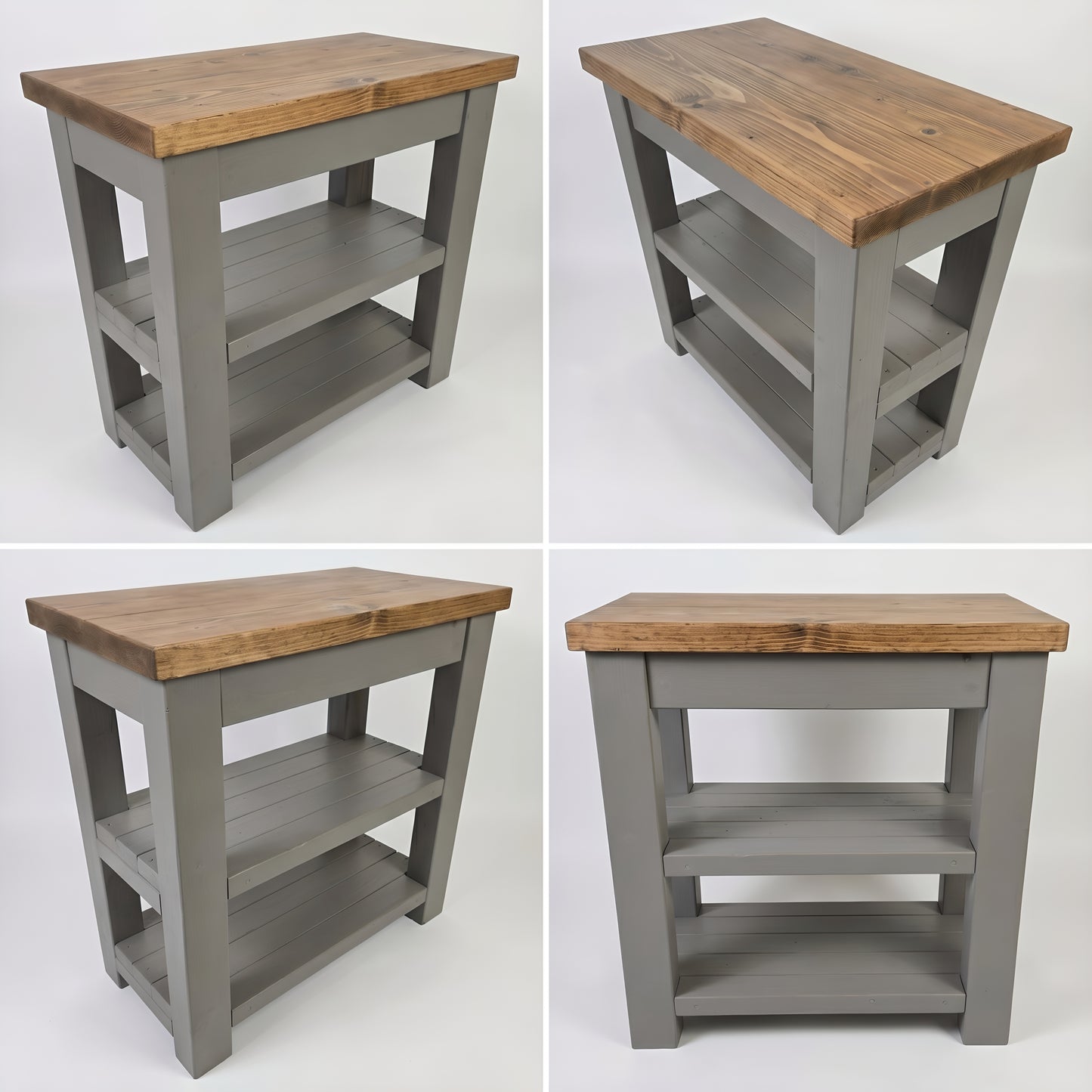 ROWAN Dark Grey Kitchen Island / Breakfast Bar / Rustic Grey Painted Island
