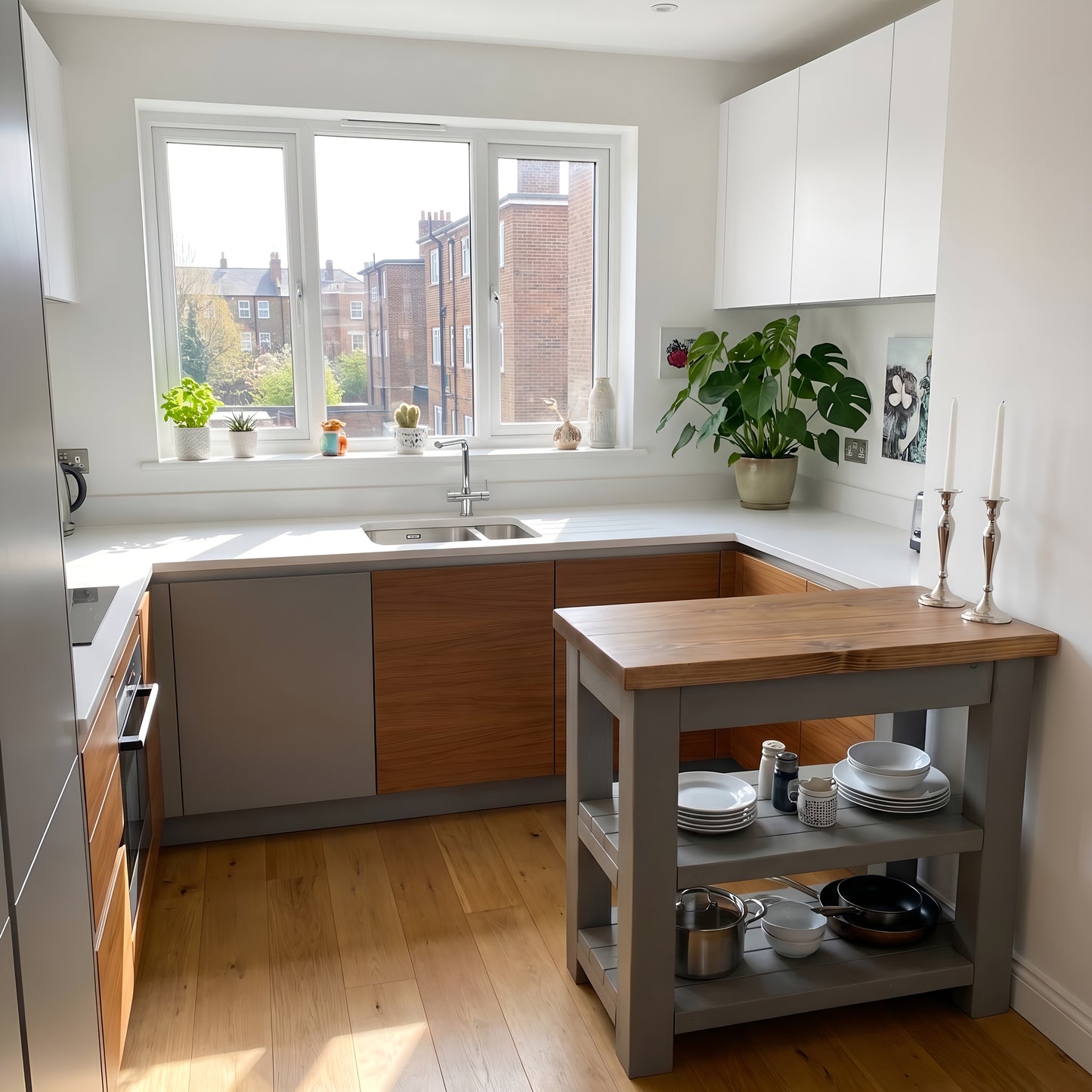 ROWAN Dark Grey Kitchen Island / Breakfast Bar / Rustic Grey Painted Island