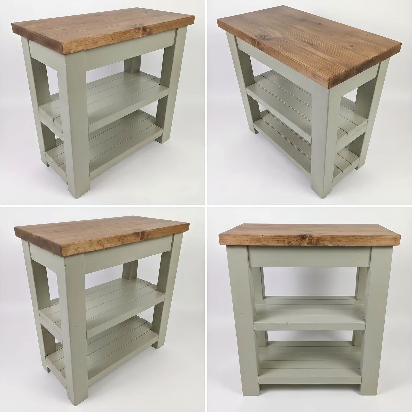ROWAN Sage Green Kitchen Island / Breakfast Bar / Rustic Green Painted Island Tero