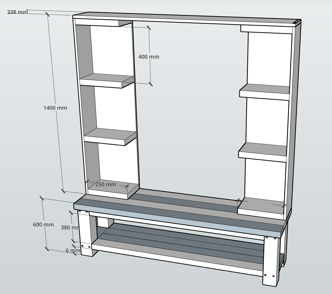 Wrenford Black Media Wall Unit with TV Stand & Shelving Solid Wood