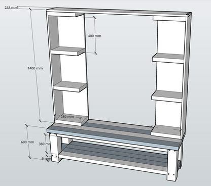 Wrenford Black Media Wall Unit with TV Stand & Shelving Solid Wood