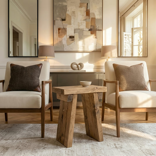 Small DIAN Rustic Wooden Coffee Table With Angled Legs / Side Table