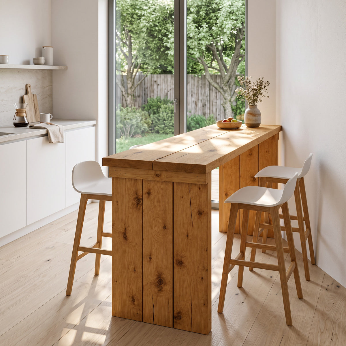 SOLA Light Oak Colour Solid Wood Dining Table / Breakfast Bar