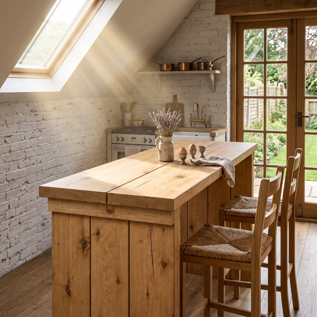 SOLA Light Oak Colour Solid Wood Dining Table / Breakfast Bar