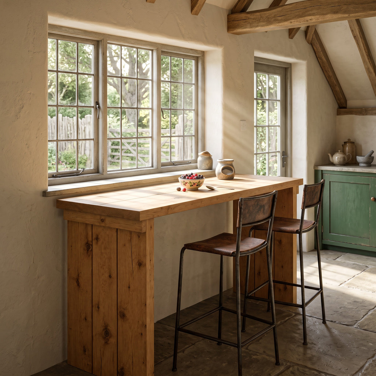 SOLA Light Oak Colour Solid Wood Dining Table / Breakfast Bar