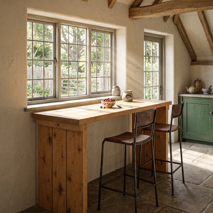 SOLA Light Oak Colour Solid Wood Dining Table / Breakfast Bar