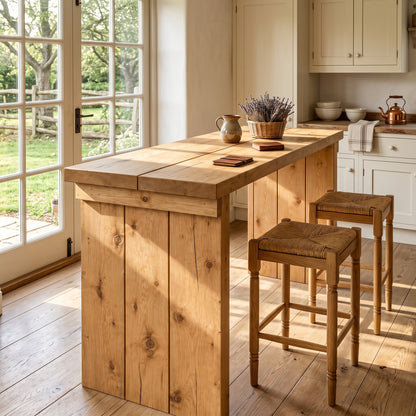 SOLA Light Oak Colour Solid Wood Dining Table / Breakfast Bar