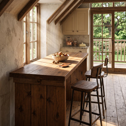 SOLA Walnut Colour Solid Wood Dining Table / Breakfast Bar