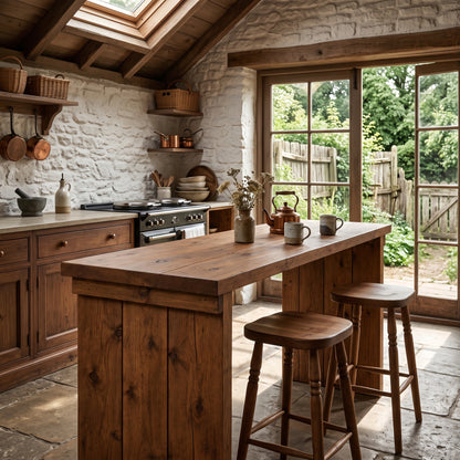 SOLA Walnut Colour Solid Wood Dining Table / Breakfast Bar