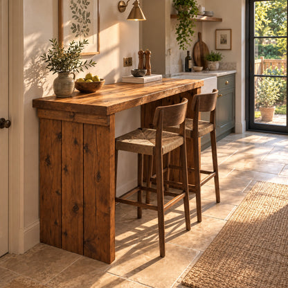 SOLA Walnut Colour Solid Wood Dining Table / Breakfast Bar