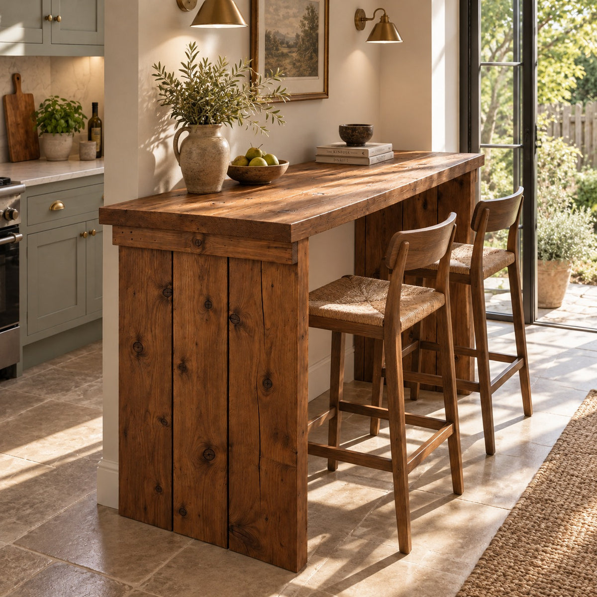 SOLA Walnut Colour Solid Wood Dining Table / Breakfast Bar