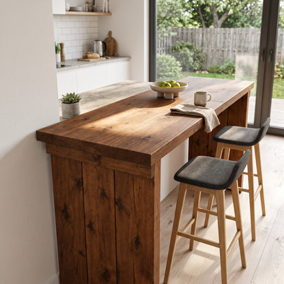 SOLA Walnut Colour Solid Wood Dining Table / Breakfast Bar