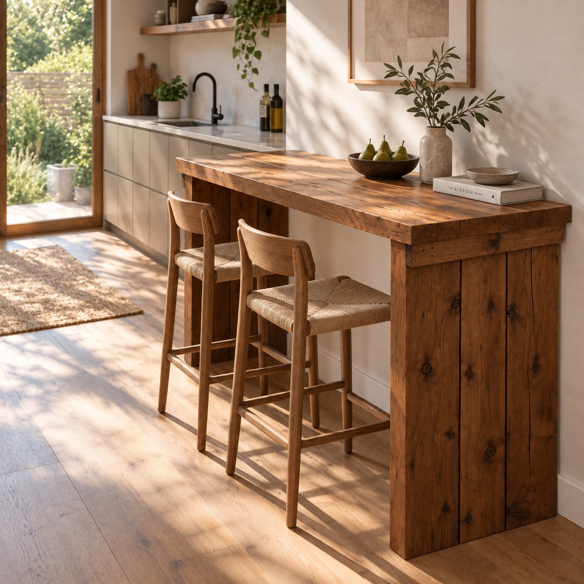 SOLA Walnut Colour Solid Wood Dining Table / Breakfast Bar