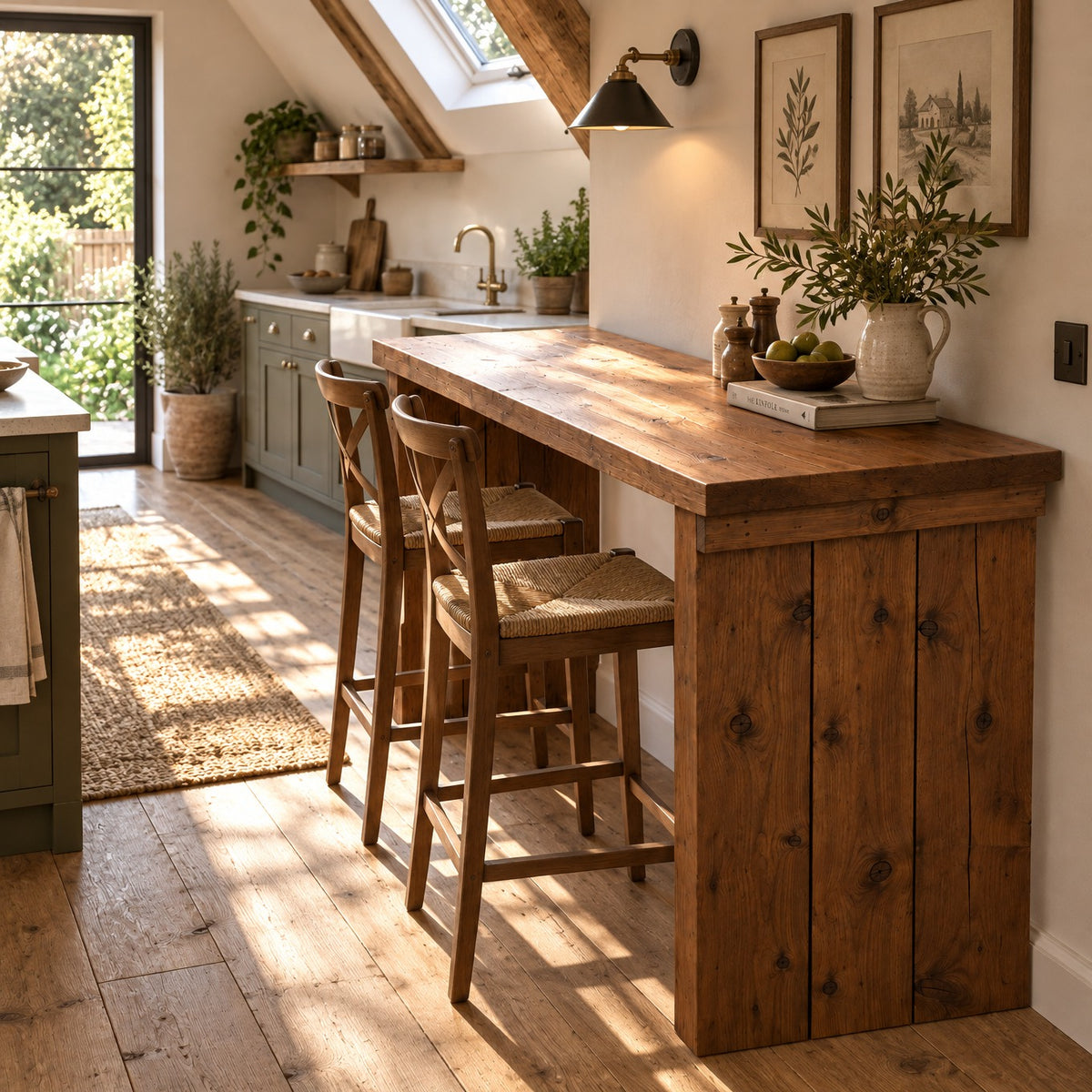 SOLA Walnut Colour Solid Wood Dining Table / Breakfast Bar