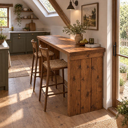 SOLA Walnut Colour Solid Wood Dining Table / Breakfast Bar
