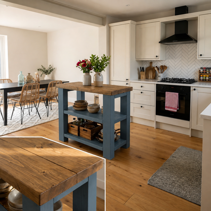 STONEFORD Blue Kitchen Island / Breakfast Bar / Rustic Island