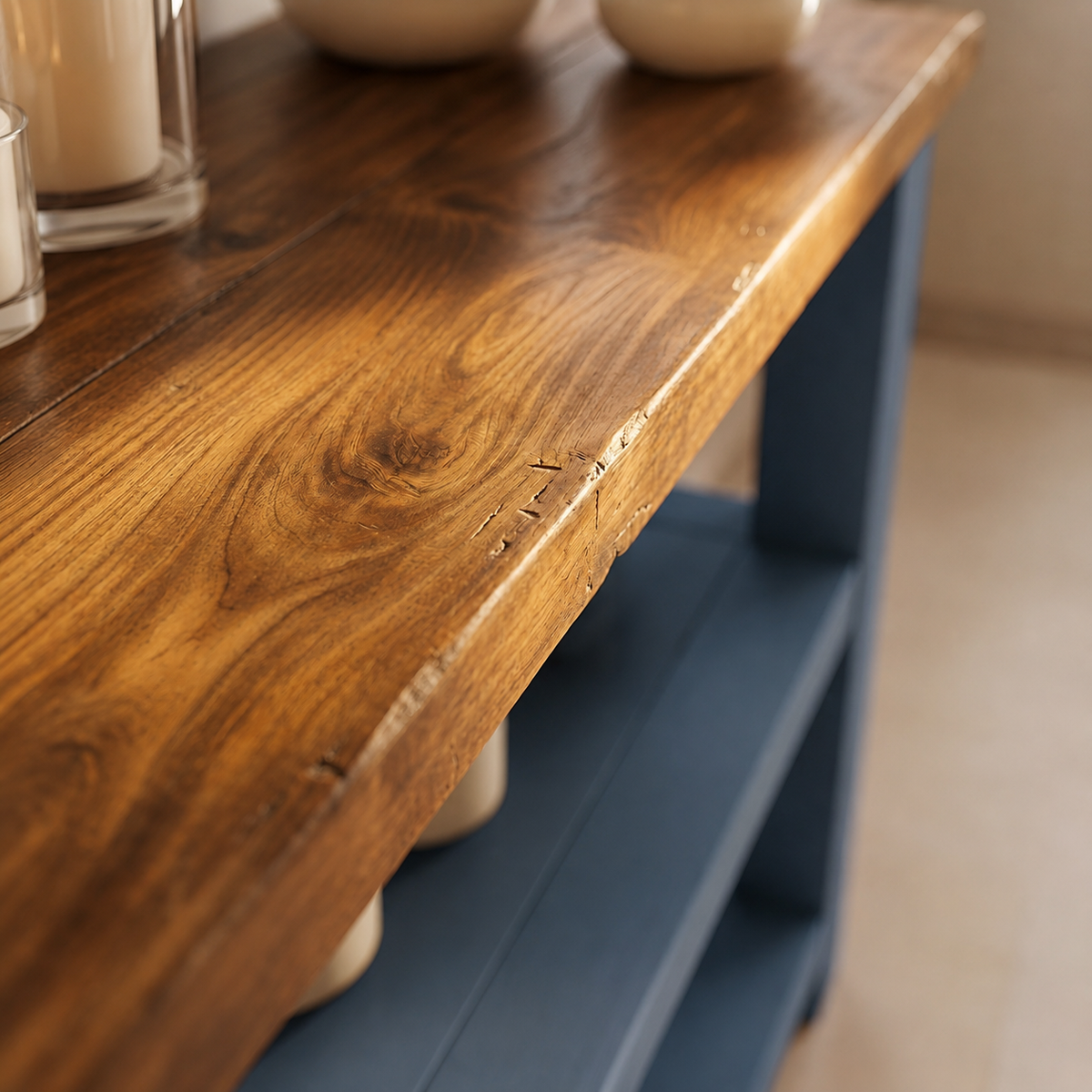 STONEFORD Blue Kitchen Island / Breakfast Bar / Rustic Island