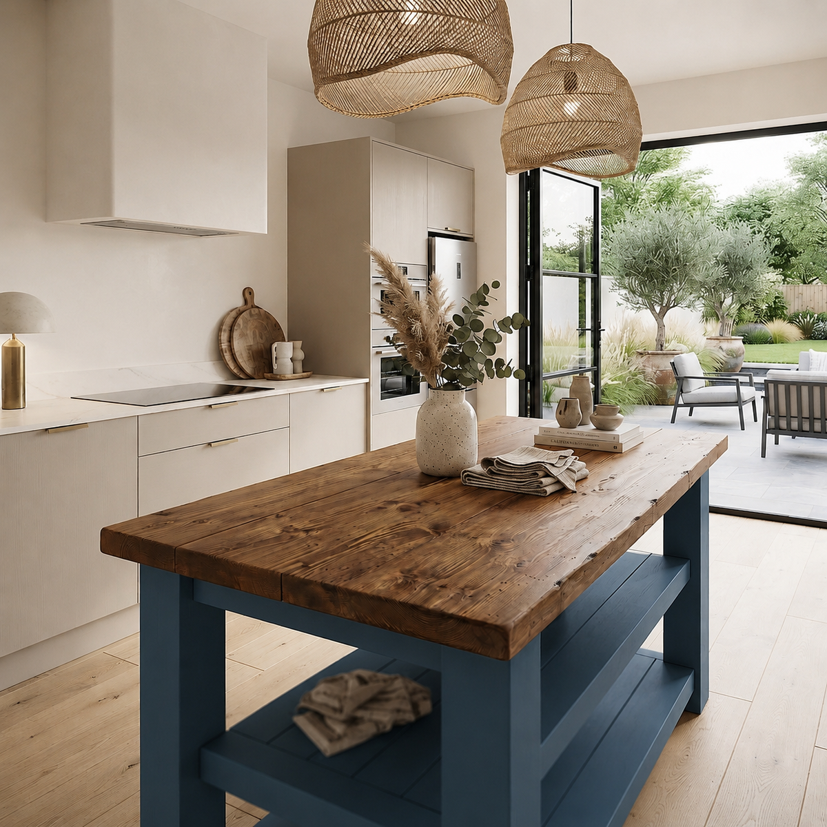 STONEFORD Blue Kitchen Island / Breakfast Bar / Rustic Island