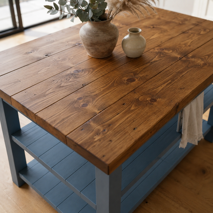 STONEFORD Blue Kitchen Island / Breakfast Bar / Rustic Island