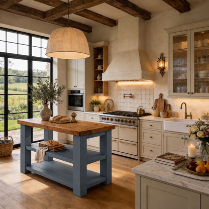 STONEFORD Blue Kitchen Island / Breakfast Bar / Rustic Island