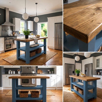 STONEFORD Blue Kitchen Island / Breakfast Bar / Rustic Island