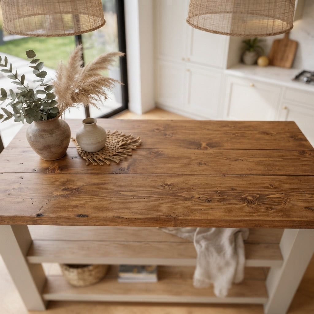 STONEFORD Cashmere Kitchen Island / Breakfast Bar / Rustic Island