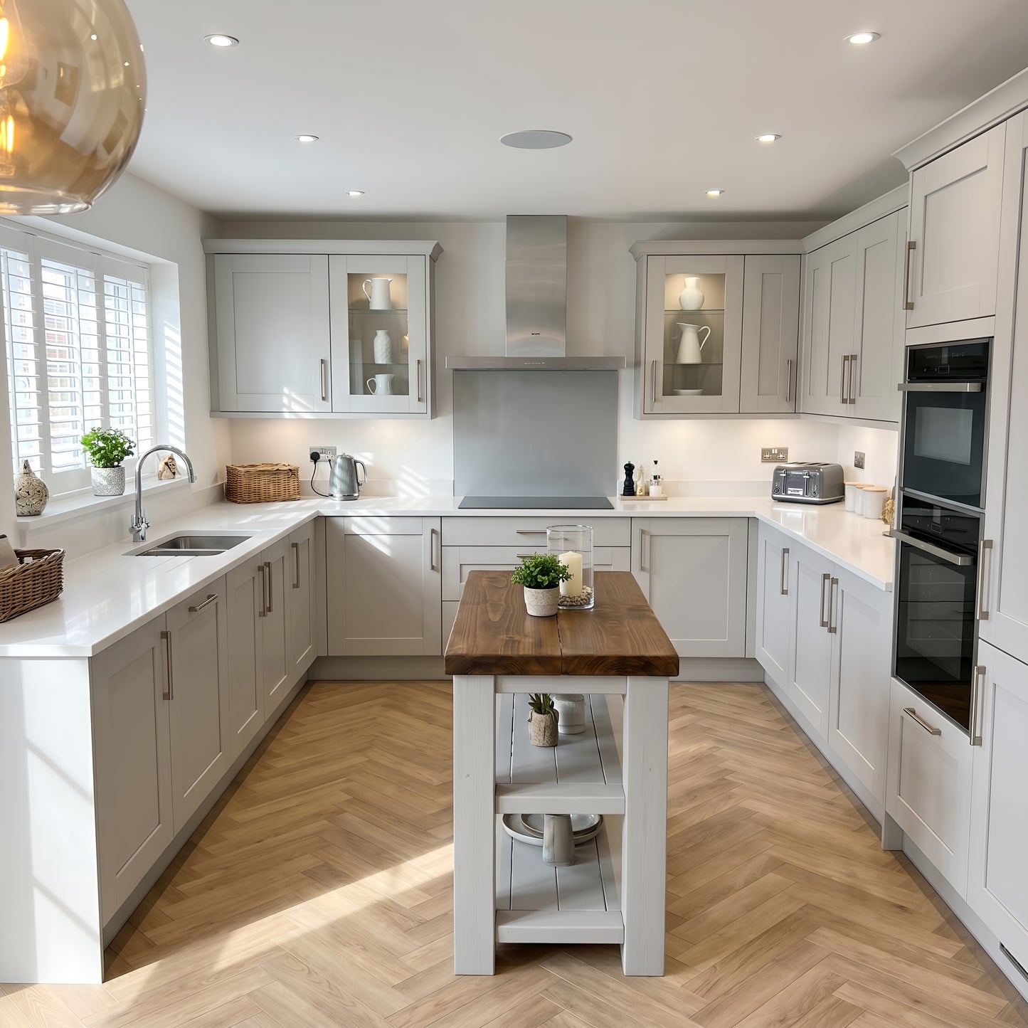 STONEFORD Light Grey Kitchen Island / Breakfast Bar / Rustic Island
