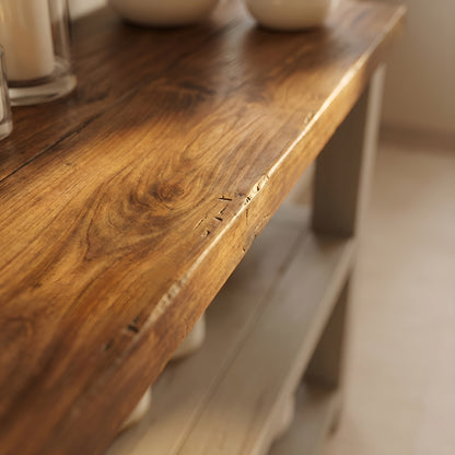 STONEFORD Light Grey Kitchen Island / Breakfast Bar / Rustic Island