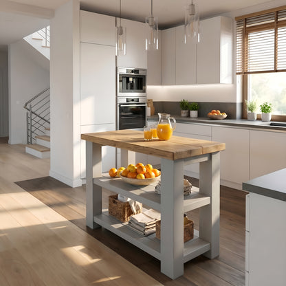 STONEFORD Light Grey Kitchen Island / Breakfast Bar / Rustic Island