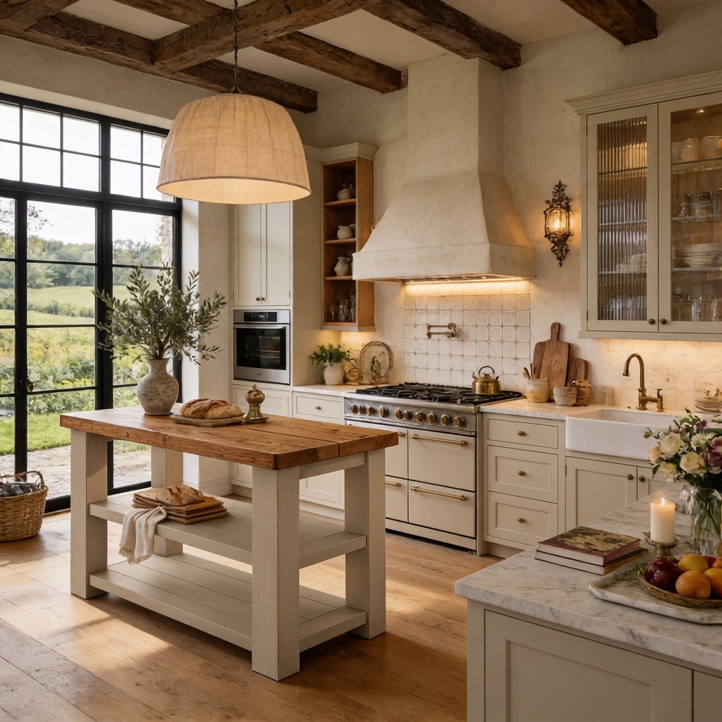 STONEFORD Cashmere Kitchen Island / Breakfast Bar / Rustic Island