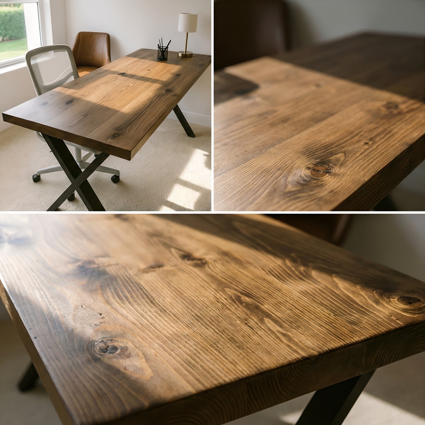 Study Desk / Table With X Cross Metal Legs