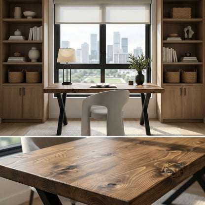 Study Desk / Table With X Cross Metal Legs