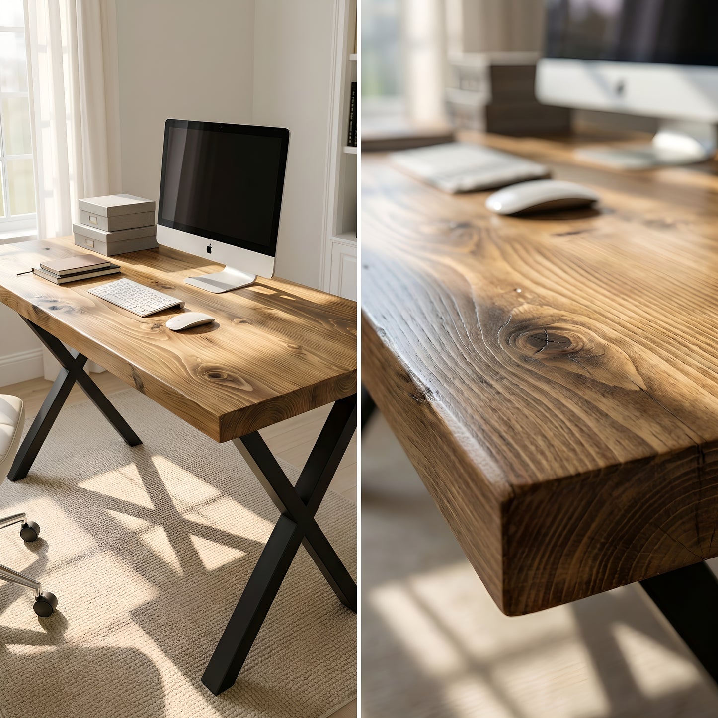 Study Desk / Table With X Cross Metal Legs