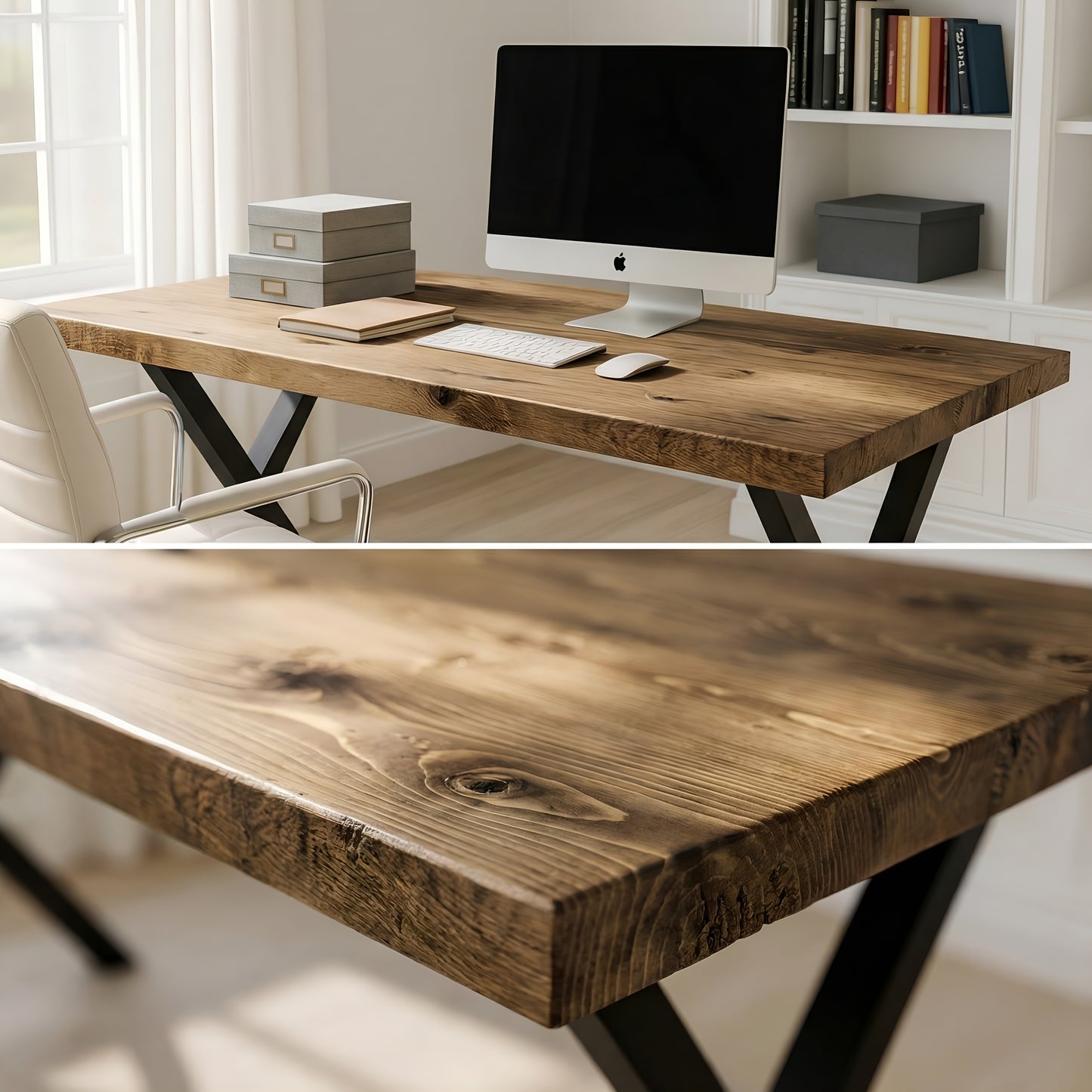 Study Desk / Table With X Cross Metal Legs