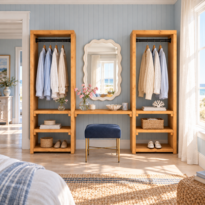 KENSWORTH Solid Wood Wardrobe With Make Up Table – Open Wardrobe, Dressing Table