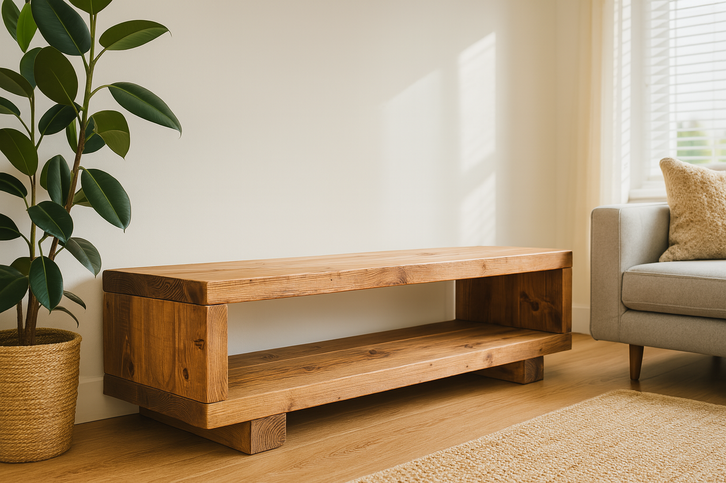 TORIE Solid Wood Chunky TV Unit