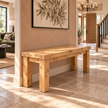 TEMPLETON Light Oak Colour Bench Solid Wood Bench Entryway Bench Hallway Shoe Bench