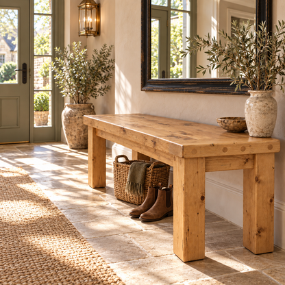 TEMPLETON Light Oak Colour Bench Solid Wood Bench Entryway Bench Hallway Shoe Bench