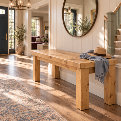 TEMPLETON Light Oak Colour Bench Solid Wood Bench Entryway Bench Hallway Shoe Bench
