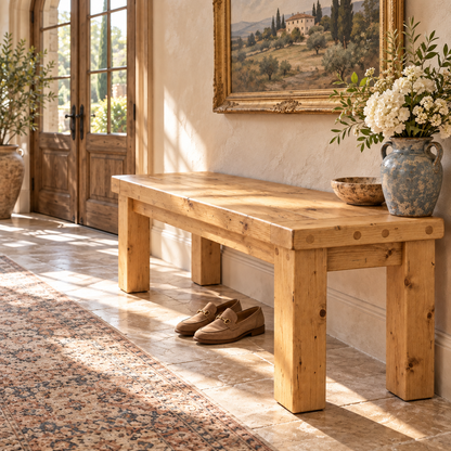 TEMPLETON Light Oak Colour Bench Solid Wood Bench Entryway Bench Hallway Shoe Bench