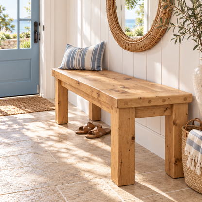 TEMPLETON Light Oak Colour Bench Solid Wood Bench Entryway Bench Hallway Shoe Bench