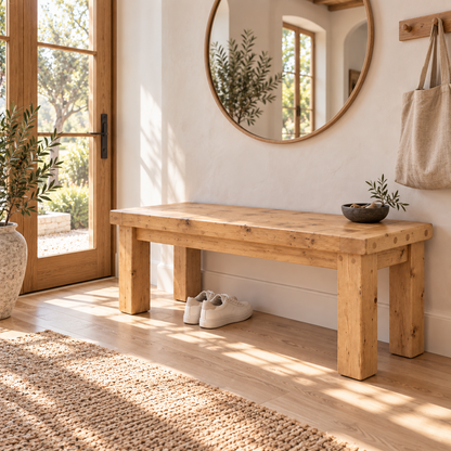 TEMPLETON Light Oak Colour Bench Solid Wood Bench Entryway Bench Hallway Shoe Bench